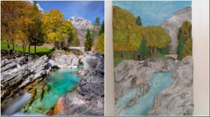 Your Alps 4 Alpski potok - levo fotografija, desno reliefna slika izdelana po fotografiji